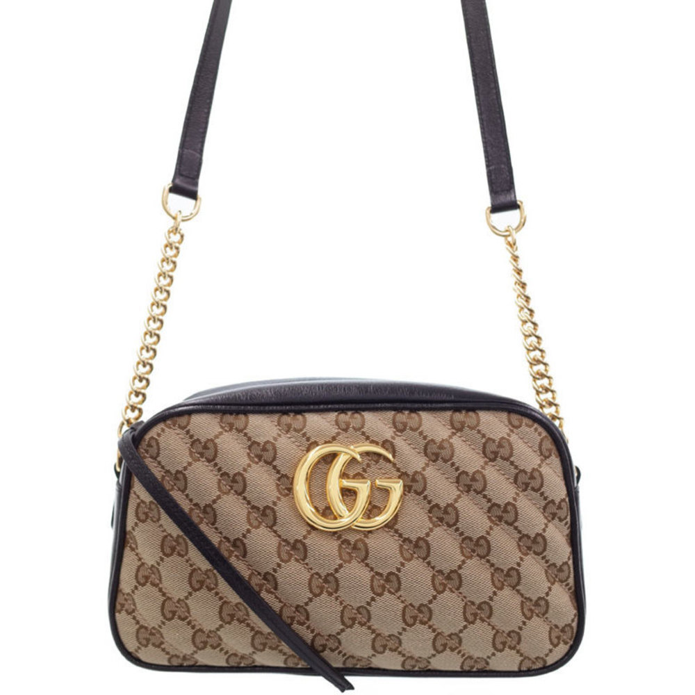 Gucci GG Marmont Quilted Small Shoulder Bag Beige x Black - Picture 1 of 4